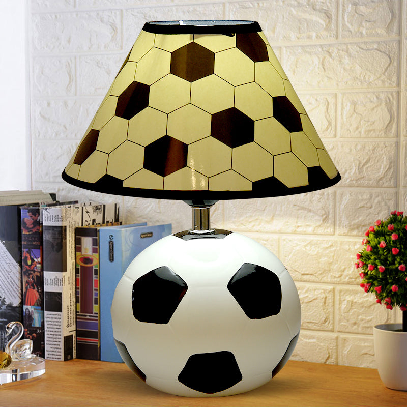 Sleek Ceramic Single Black & White Football Table Lamp for Bedside