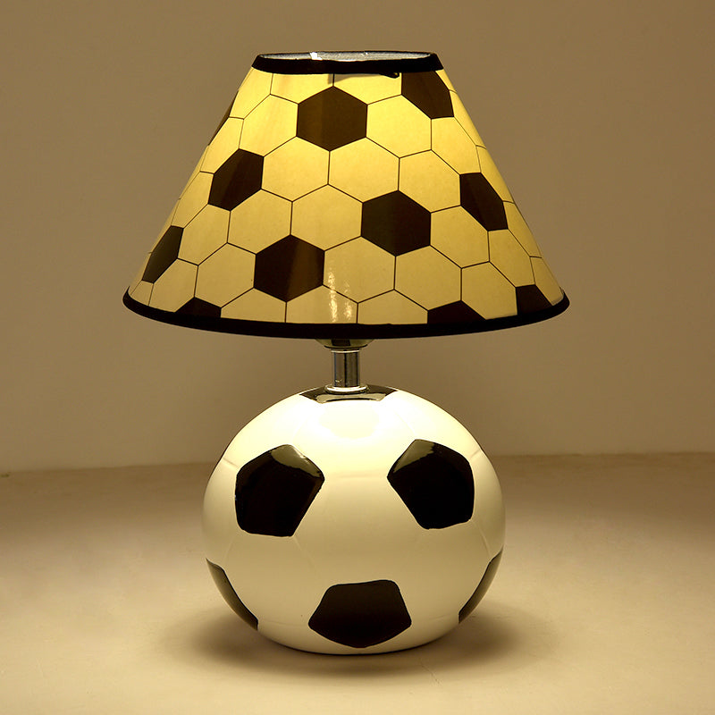 Sleek Ceramic Single Black & White Football Table Lamp for Bedside