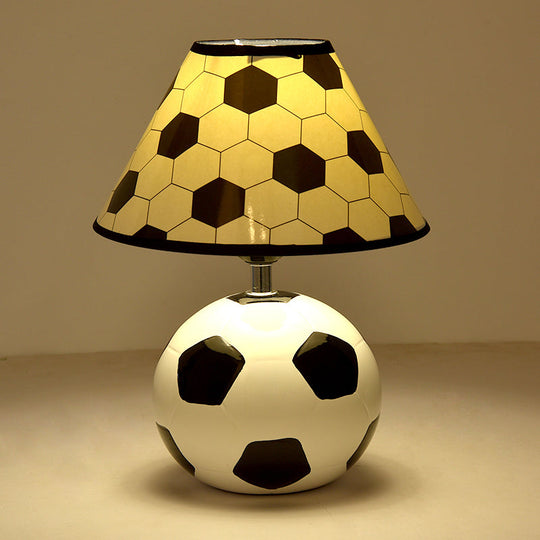 Sleek Ceramic Single Black & White Football Table Lamp for Bedside