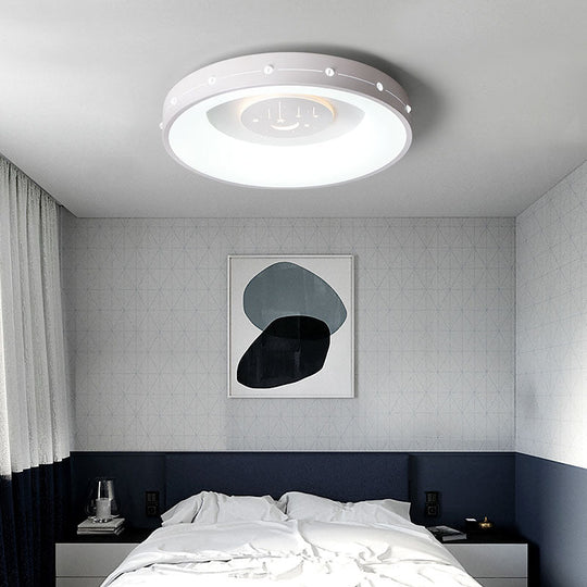 Nordic LED Flush Mount Ceiling Light: 16"/19.5" Round Curved Flush Design, Warm/White Light for Bedroom