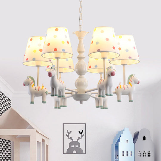 Patterned Fabric Shade Zebra Kids Chandelier Pendant Light for Bedroom