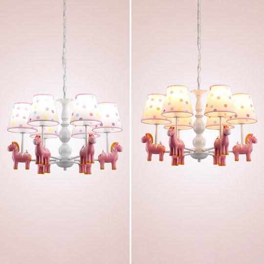 Patterned Fabric Shade Zebra Kids Chandelier Pendant Light for Bedroom