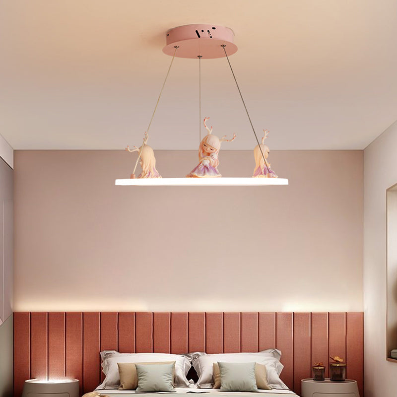 Kids Chandelier: Acrylic Circular Suspension Light with Decorative Figurine - Perfect for Nurseries
