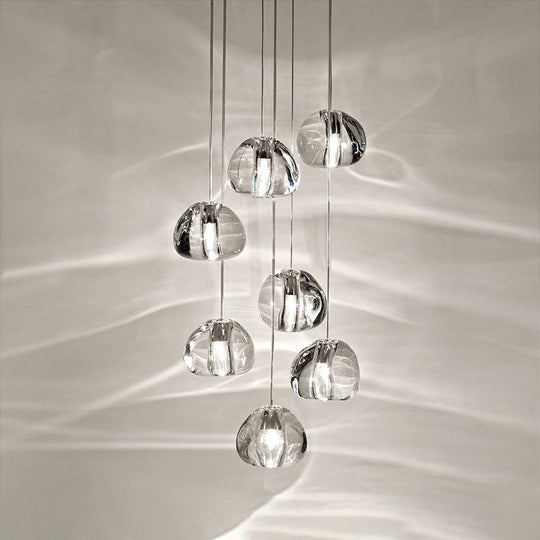 Crystal LED Staircase Pendant Light in Chrome - Stone Shape for Simplicity