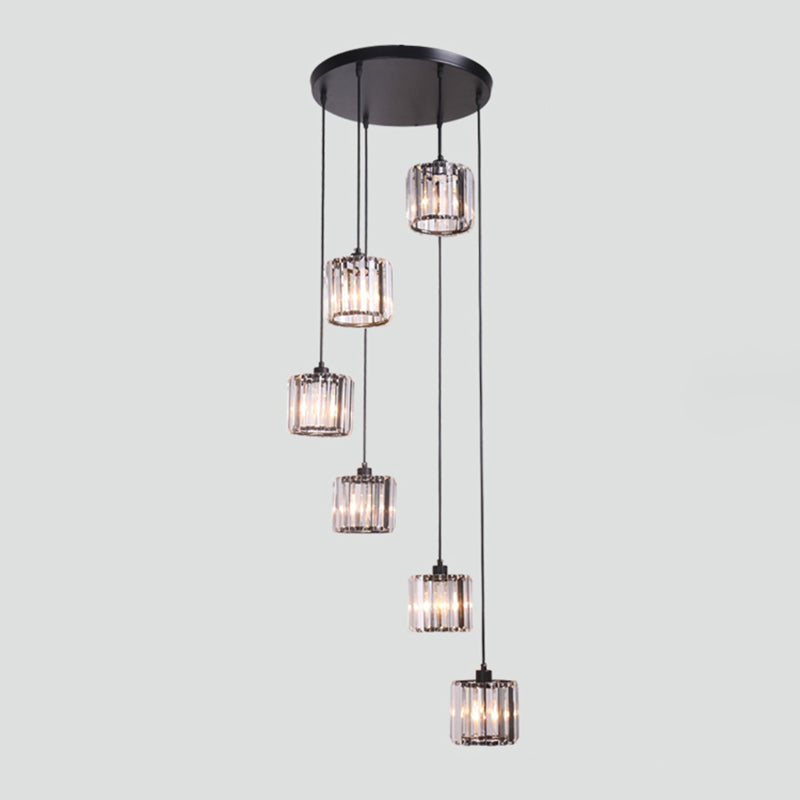 Contemporary Glass Geometrical Staircase Suspension Light - Multi-Light Pendant