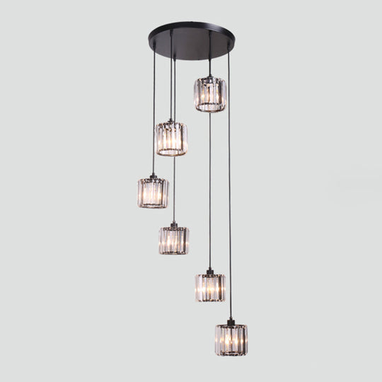 Contemporary Glass Geometrical Staircase Suspension Light - Multi-Light Pendant