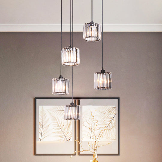 Contemporary Glass Geometrical Staircase Suspension Light - Multi-Light Pendant