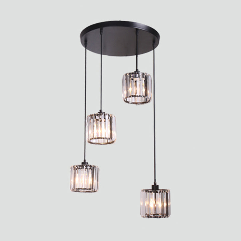 Contemporary Glass Geometrical Staircase Suspension Light - Multi-Light Pendant