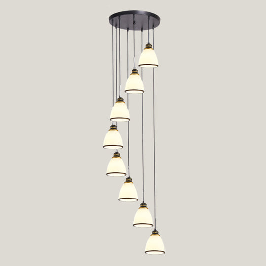 Contemporary Glass Geometrical Staircase Suspension Light - Multi-Light Pendant