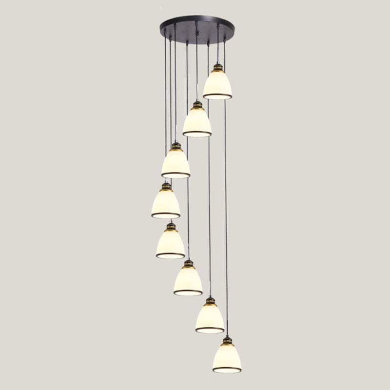 Contemporary Glass Geometrical Staircase Suspension Light - Multi-Light Pendant