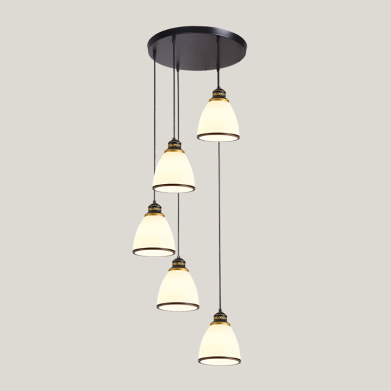 Contemporary Glass Geometrical Staircase Suspension Light - Multi-Light Pendant