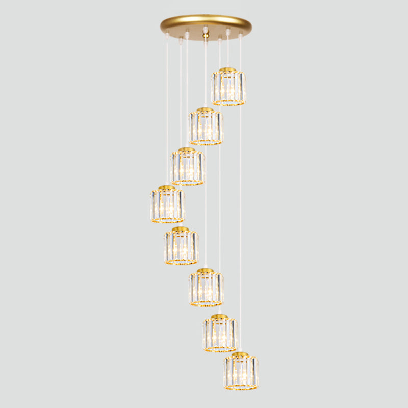 Contemporary Glass Geometrical Staircase Suspension Light - Multi-Light Pendant