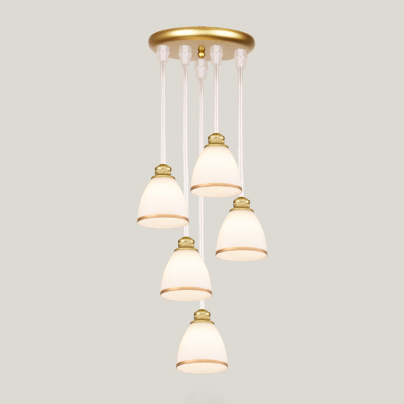 Contemporary Glass Geometrical Staircase Suspension Light - Multi-Light Pendant