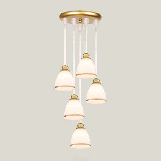 Contemporary Glass Geometrical Staircase Suspension Light - Multi-Light Pendant