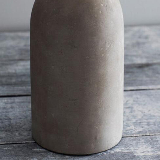 Modern Drum Nightstand Lamp: Fabric Shade, Grey Cement Base