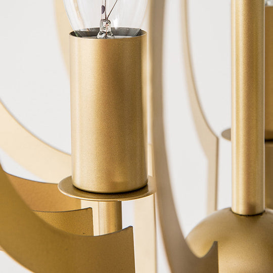 Retro Quatrefoil Gold Pendant Chandelier – 3-Bulb Metallic Light Fixture