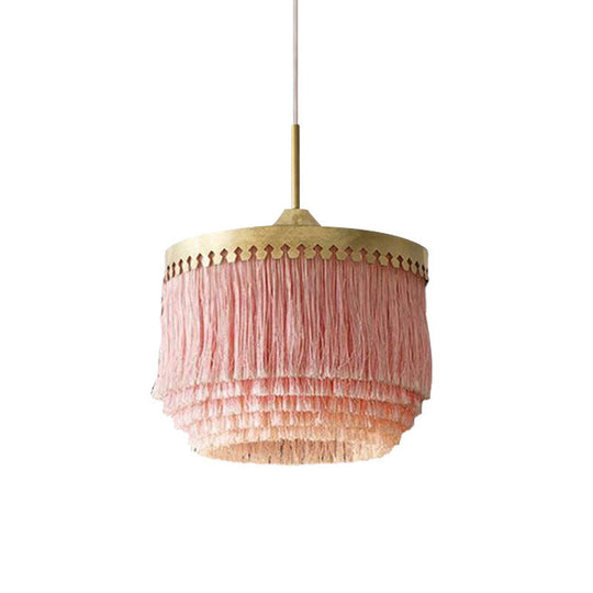 Minimalistic Round Fringe Pendant Light Fixture in Gold"

OR

"Gold Fringe Suspension Pendant Light Fixture - Simple & Elegant