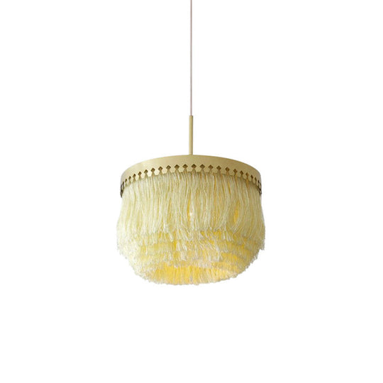 Minimalistic Round Fringe Pendant Light Fixture in Gold"

OR

"Gold Fringe Suspension Pendant Light Fixture - Simple & Elegant