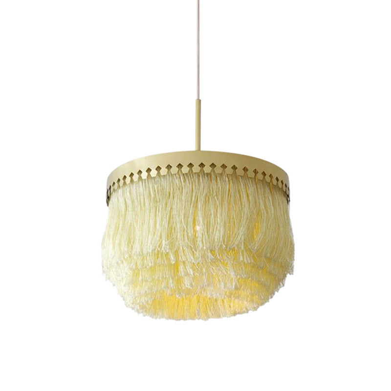 Minimalistic Round Fringe Pendant Light Fixture in Gold"

OR

"Gold Fringe Suspension Pendant Light Fixture - Simple & Elegant