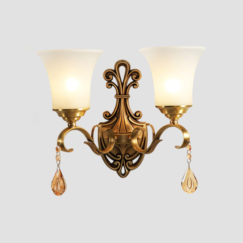 Minimalist Frosted Glass Wall Light Fixture - Gold Tapered Wall Mounted Lamp for Corridor