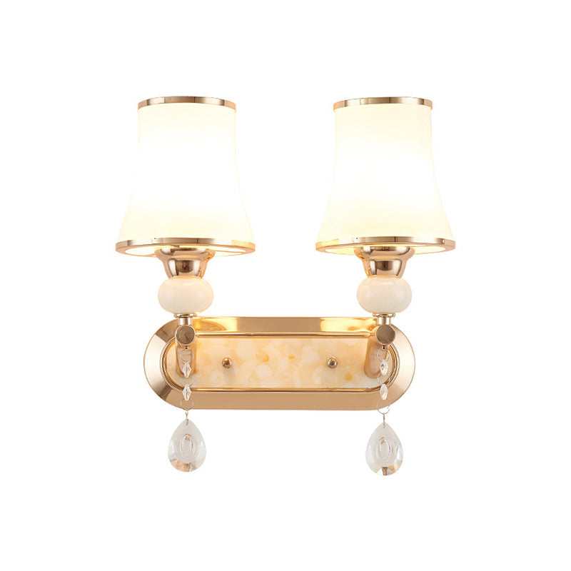 Simplicity Floral Wall Mount Gold Wall Light with Opal Glass Fixture - Perfect for Living Room