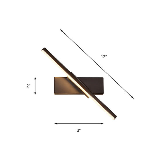 Rotatable Acrylic Linear LED Sconce Light - Simplicity Black/White Wall Lighting Fixture (White/Warm Light)