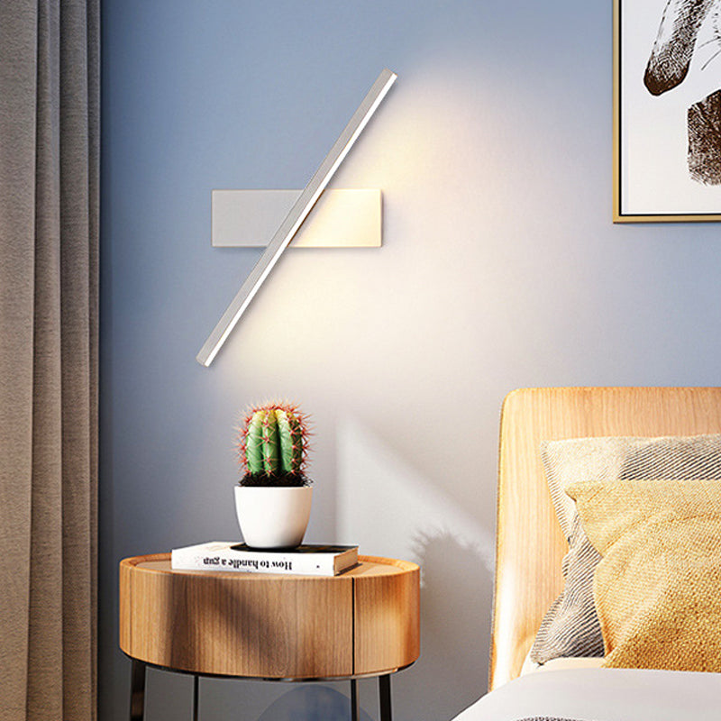 Rotatable Acrylic Linear LED Sconce Light - Simplicity Black/White Wall Lighting Fixture (White/Warm Light)