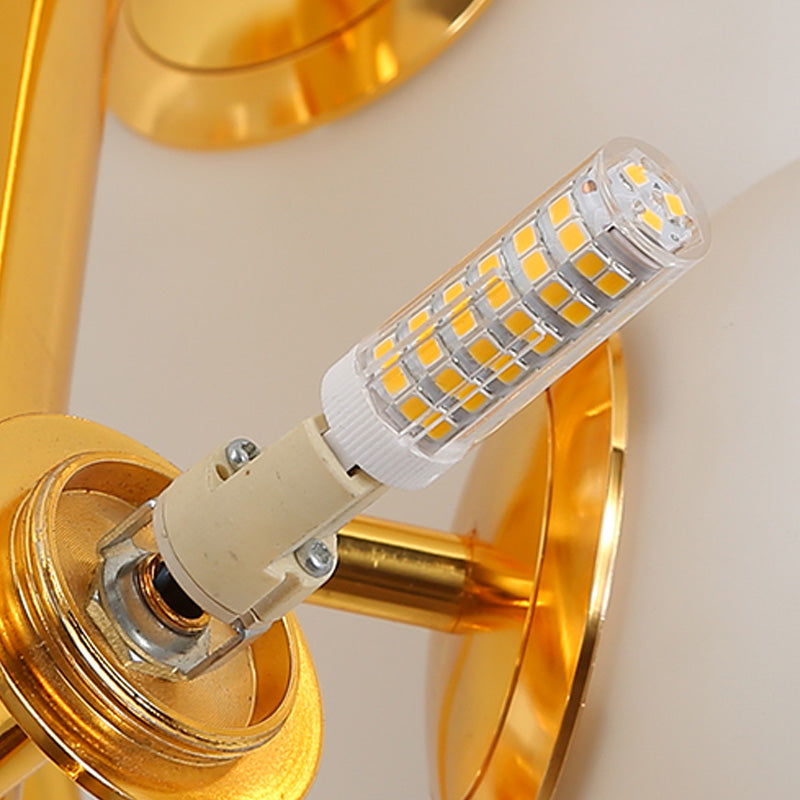 10/13 Bulbs Global Chandelier Lamp: Modern Milk Glass Hanging Light in Gold