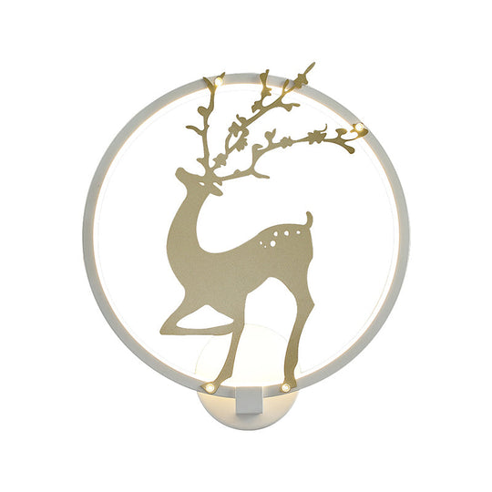 Modern Black/White Acrylic LED Ring Sconce: Wall Mount Lighting with Sika Deer Design