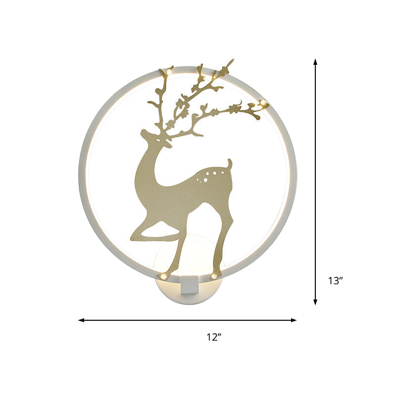 Modern Black/White Acrylic LED Ring Sconce: Wall Mount Lighting with Sika Deer Design