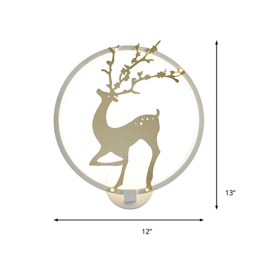 Modern Black/White Acrylic LED Ring Sconce: Wall Mount Lighting with Sika Deer Design