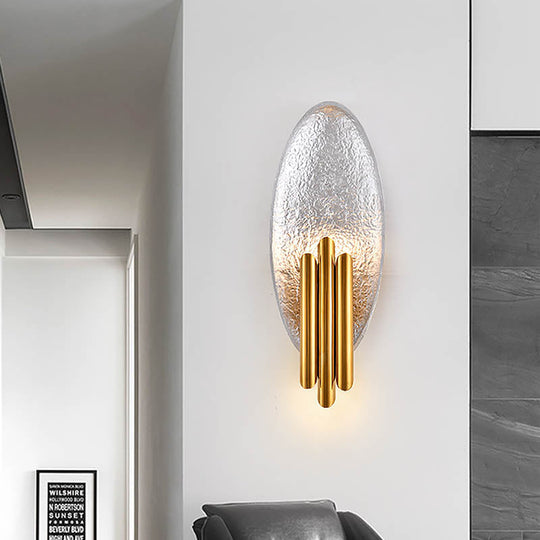 Oval Wall Sconce Lighting - Postmodern LED Resin Fixture, Silver/Gold Finish, 18" Height