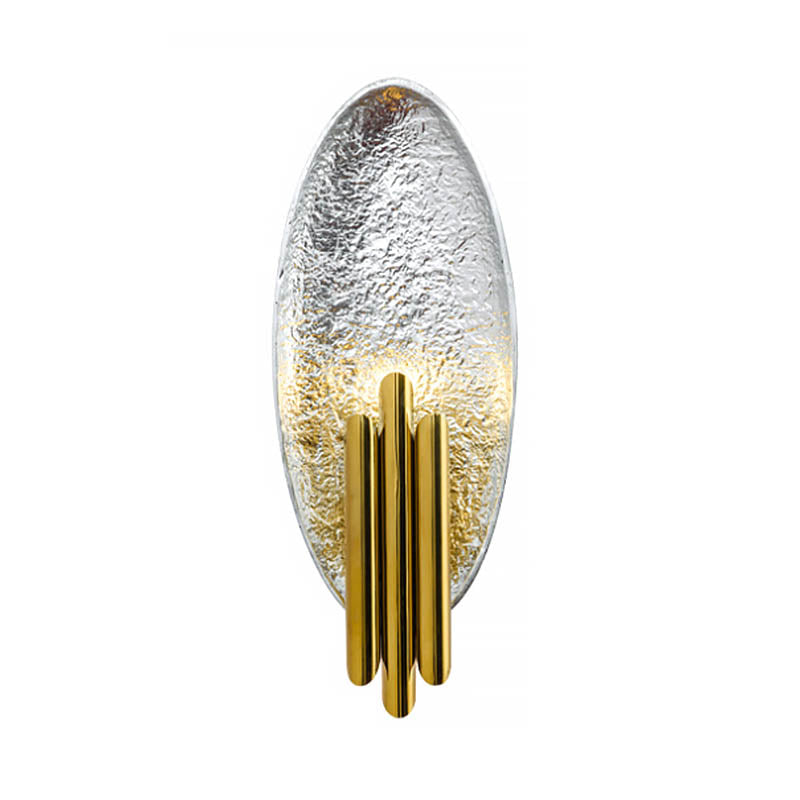 Oval Wall Sconce Lighting - Postmodern LED Resin Fixture, Silver/Gold Finish, 18" Height