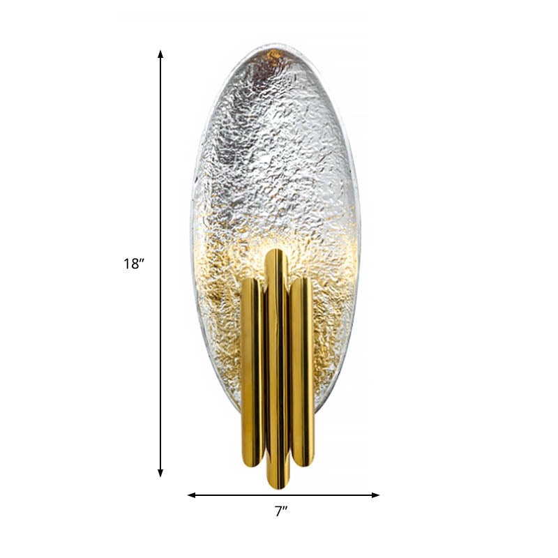 Oval Wall Sconce Lighting - Postmodern LED Resin Fixture, Silver/Gold Finish, 18" Height