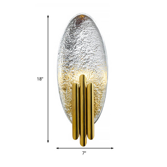 Oval Wall Sconce Lighting - Postmodern LED Resin Fixture, Silver/Gold Finish, 18" Height