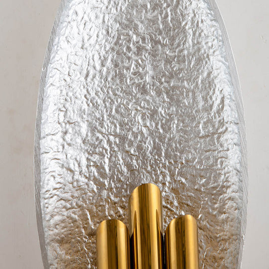 Oval Wall Sconce Lighting - Postmodern LED Resin Fixture, Silver/Gold Finish, 18" Height