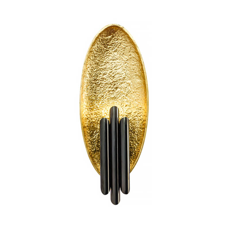 Oval Wall Sconce Lighting - Postmodern LED Resin Fixture, Silver/Gold Finish, 18" Height