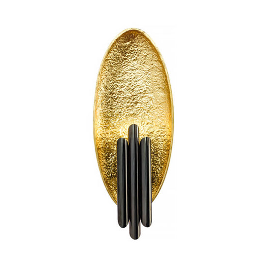 Oval Wall Sconce Lighting - Postmodern LED Resin Fixture, Silver/Gold Finish, 18" Height
