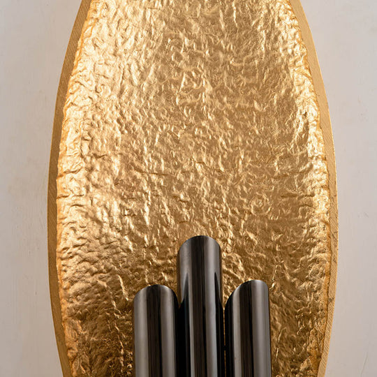 Oval Wall Sconce Lighting - Postmodern LED Resin Fixture, Silver/Gold Finish, 18" Height