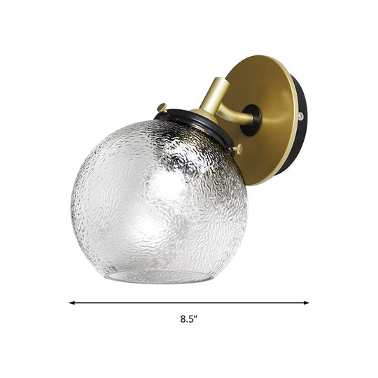 Minimalist 1-Light Gold Wall Sconce: Exposed Ball Design for Living Room, Water Glass Feature