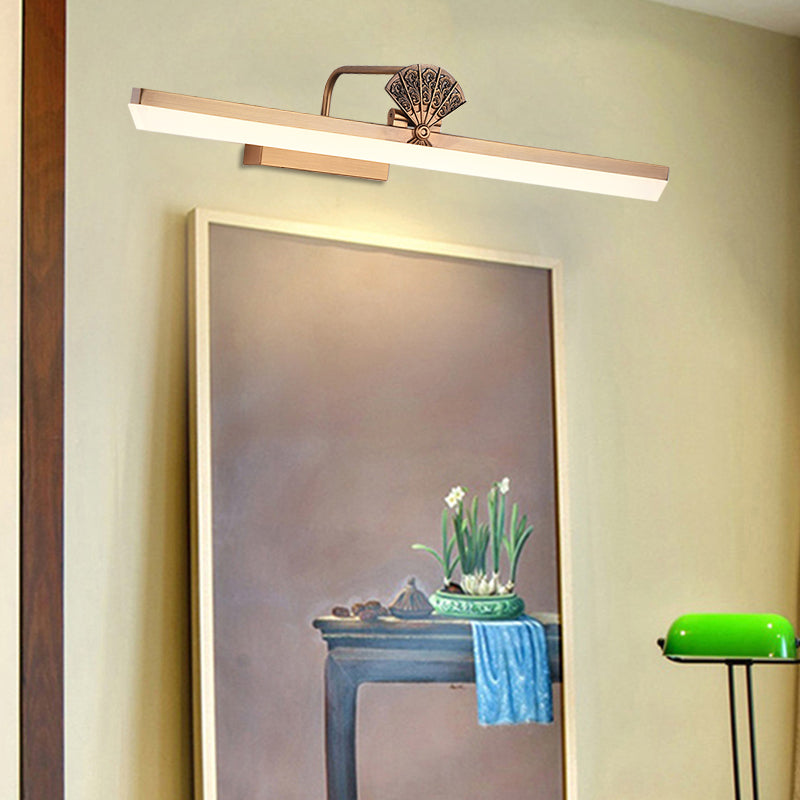 17"/23" Traditional Brass LED Vanity Wall Light - Elongated Bathroom Sconce Lamp, White/Warm Light