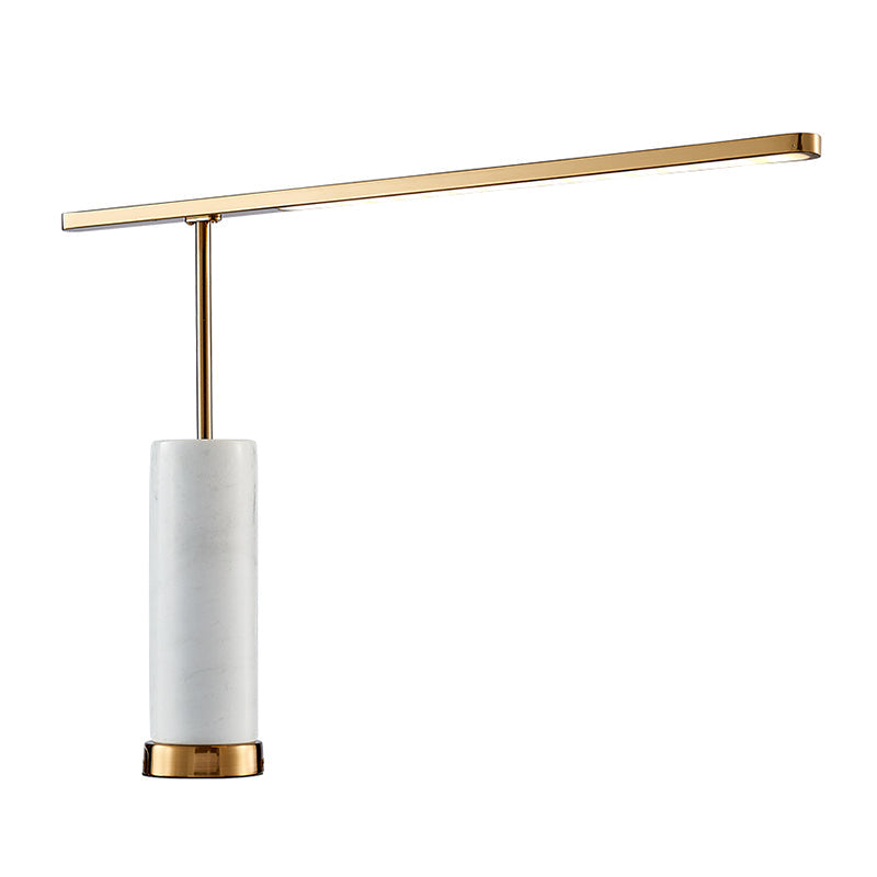 Gold L-Shaped LED Nightstand Lamp: Stylish Table Light with Marble Base