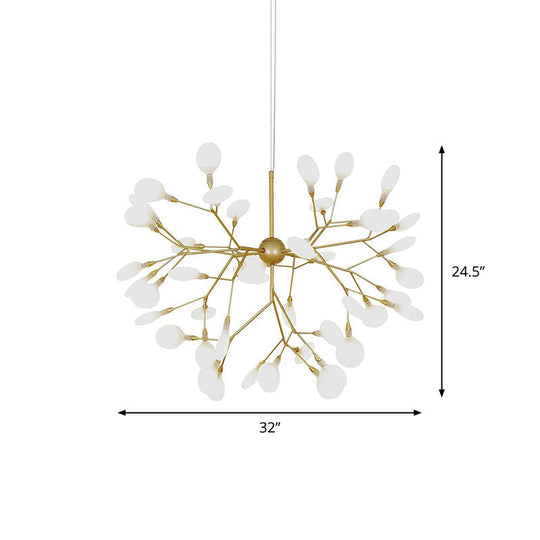 Nordic Living Room LED Pendant Light: Firefly Shade Chandelier in Gold