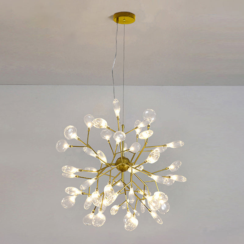 Simplicity Gold LED Pendant Chandelier for Living Room - Metallic Branch Design