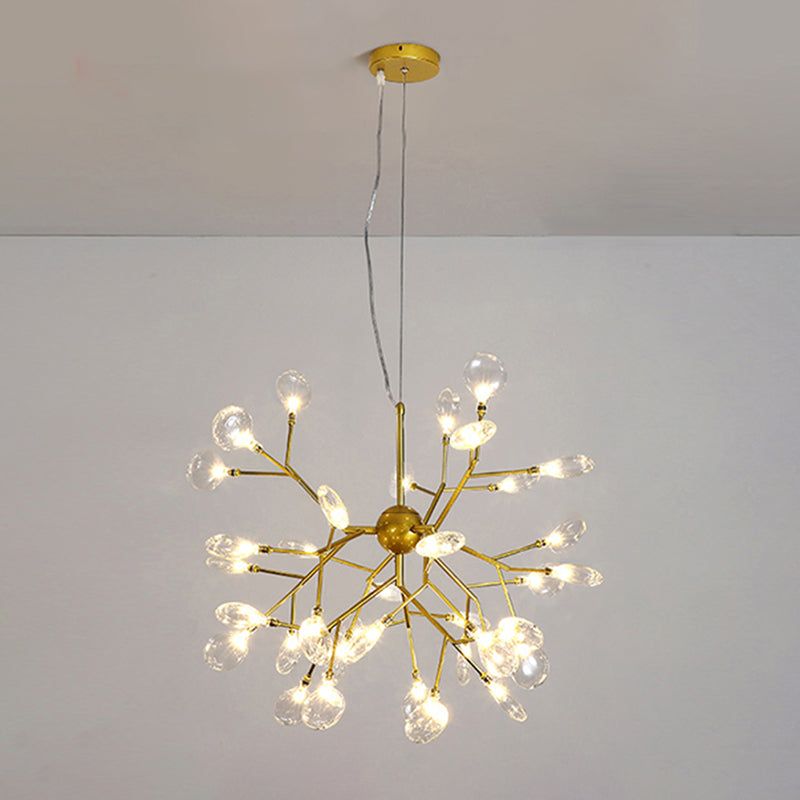 Simplicity Gold LED Pendant Chandelier for Living Room - Metallic Branch Design