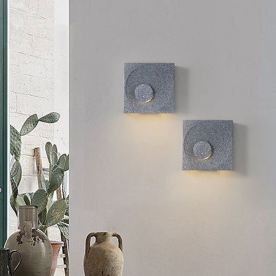 Nordic Square LED Wall Sconce Light - Modern Cement Bedroom Lighting