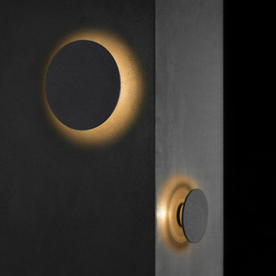 LED Grey Cement Wall Sconce: Flat Round Simplicity with Wall Mounting for Bedroom Lighting