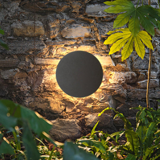 LED Grey Cement Wall Sconce: Flat Round Simplicity with Wall Mounting for Bedroom Lighting