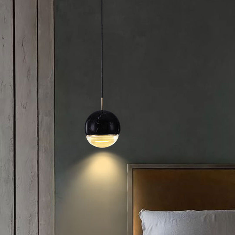 Marble Dome Pendant Light - Elegant Single-Bulb Suspension for Dining Room