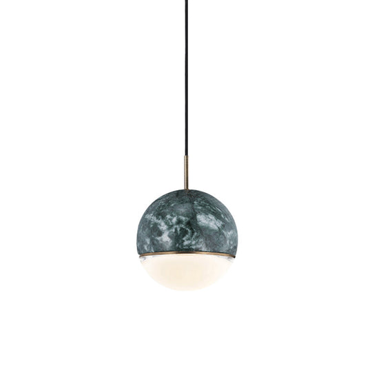 Marble Dome Pendant Light - Elegant Single-Bulb Suspension for Dining Room